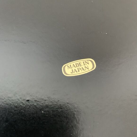 Vintage Japanese Peacock Lacquerware Tray Black & Gold Floral Large 19” x 11” - Picture 5 of 8